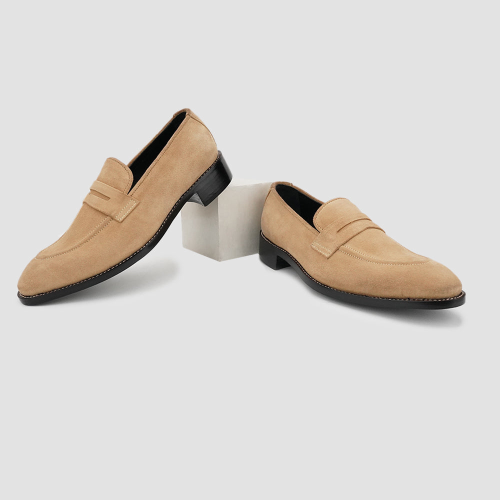 Suede penny loafers for men