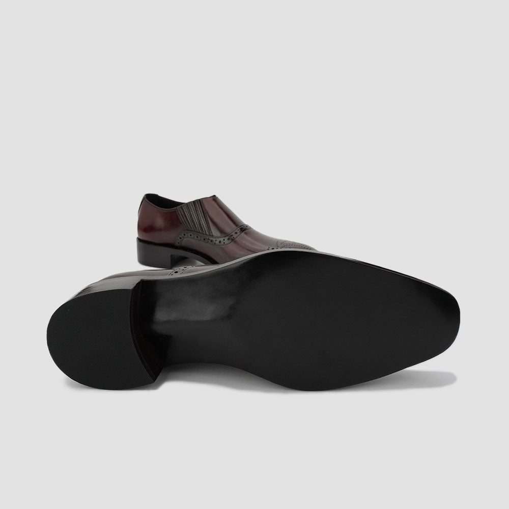 Maroon leather loafers for him