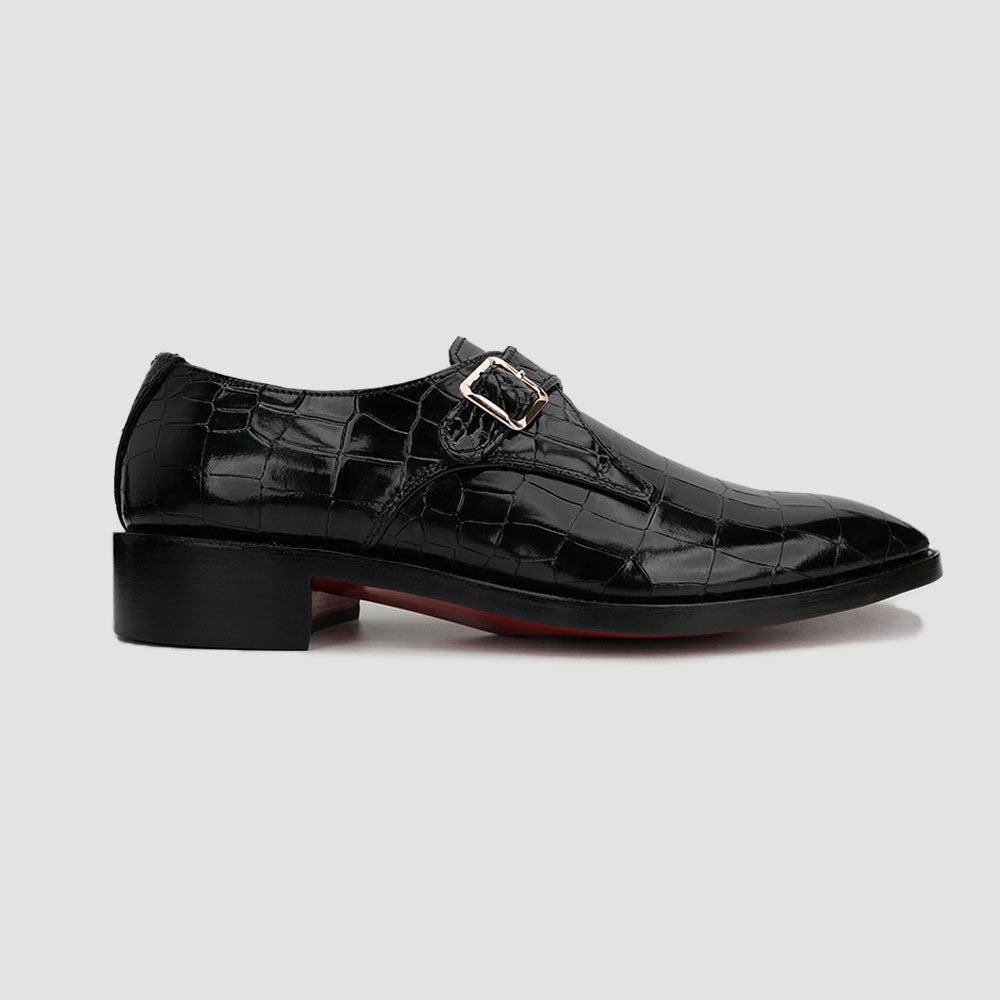 Black crocodile leather shoes​
