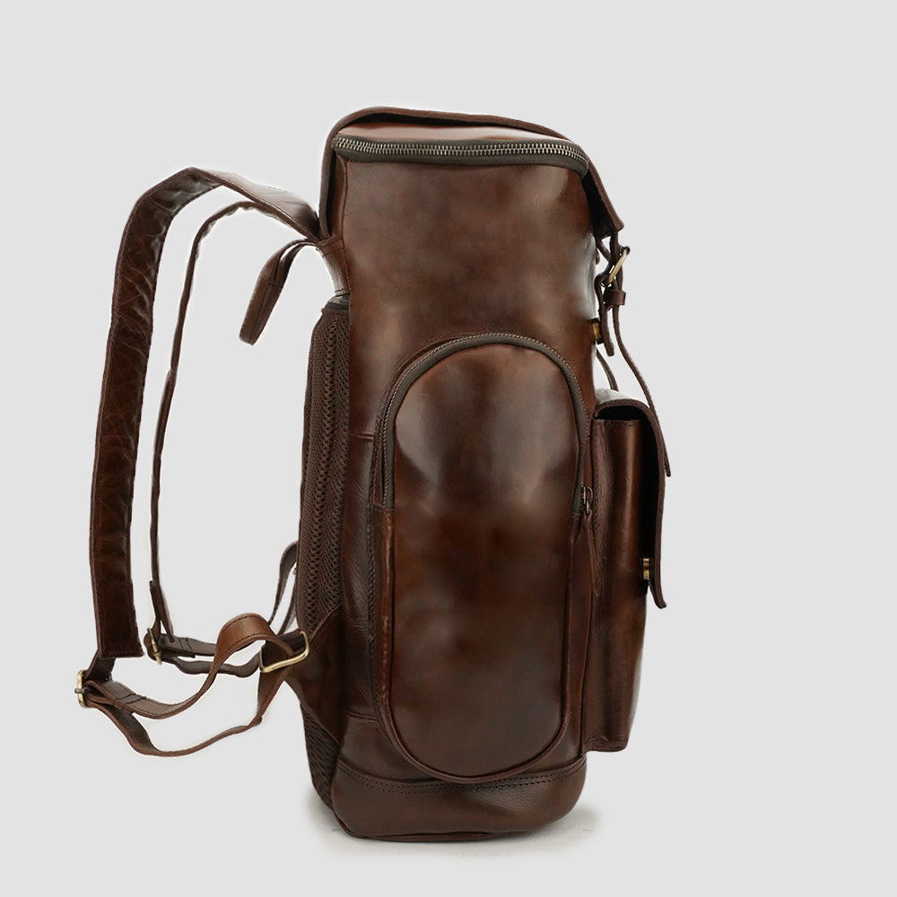 Mens leather backpack for travel