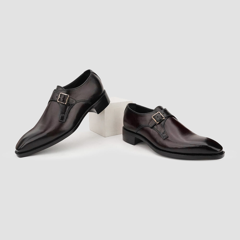 Leather monk strap shoes