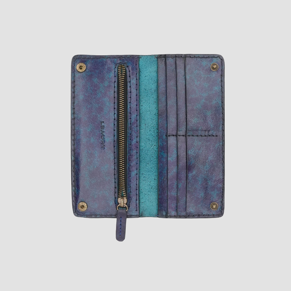 Long leather wallet for men